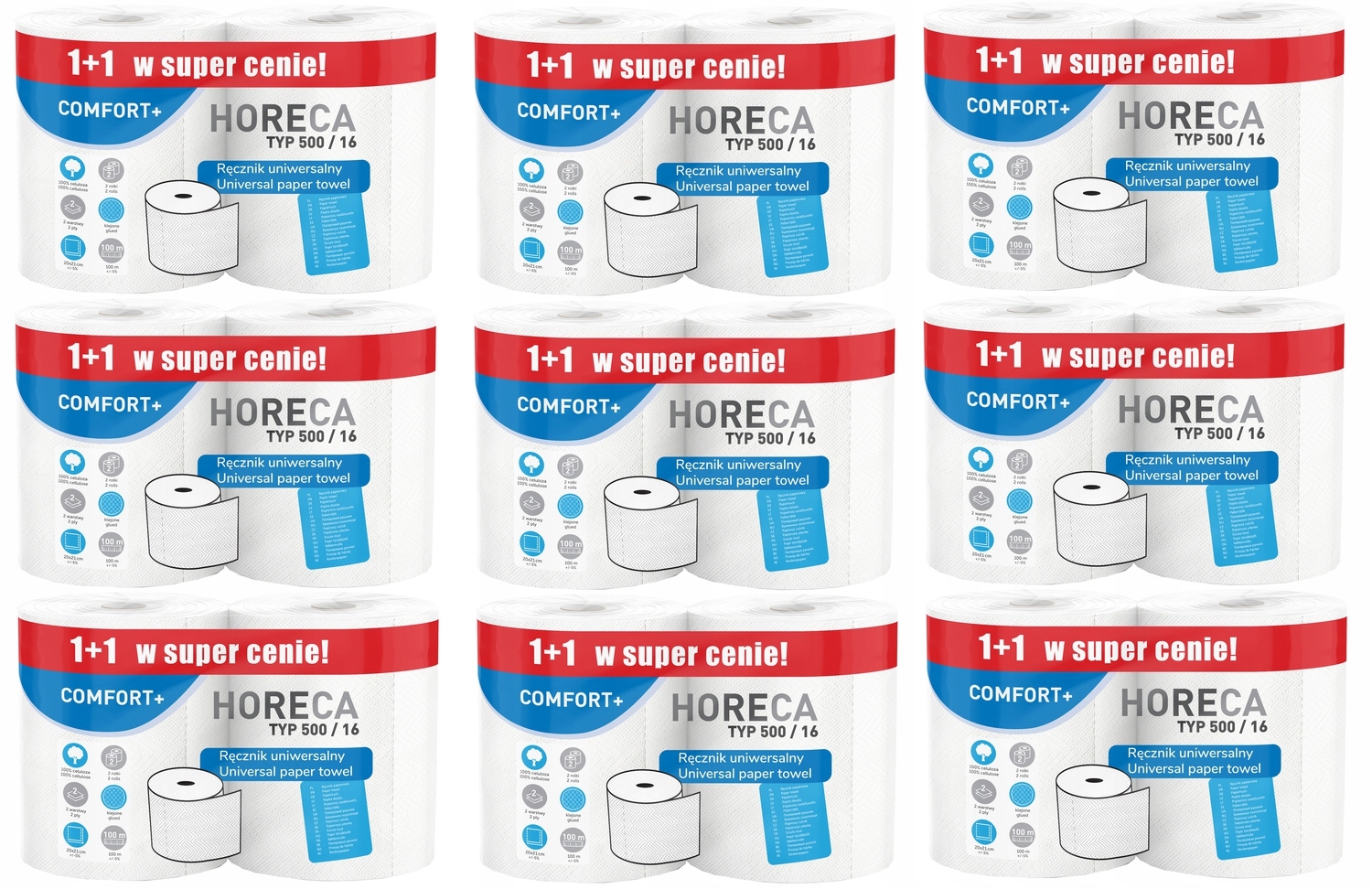 Papírový ručník 2R Horeca Comfort+ typ 500/16 100m 2W (1+1) 18 rolí