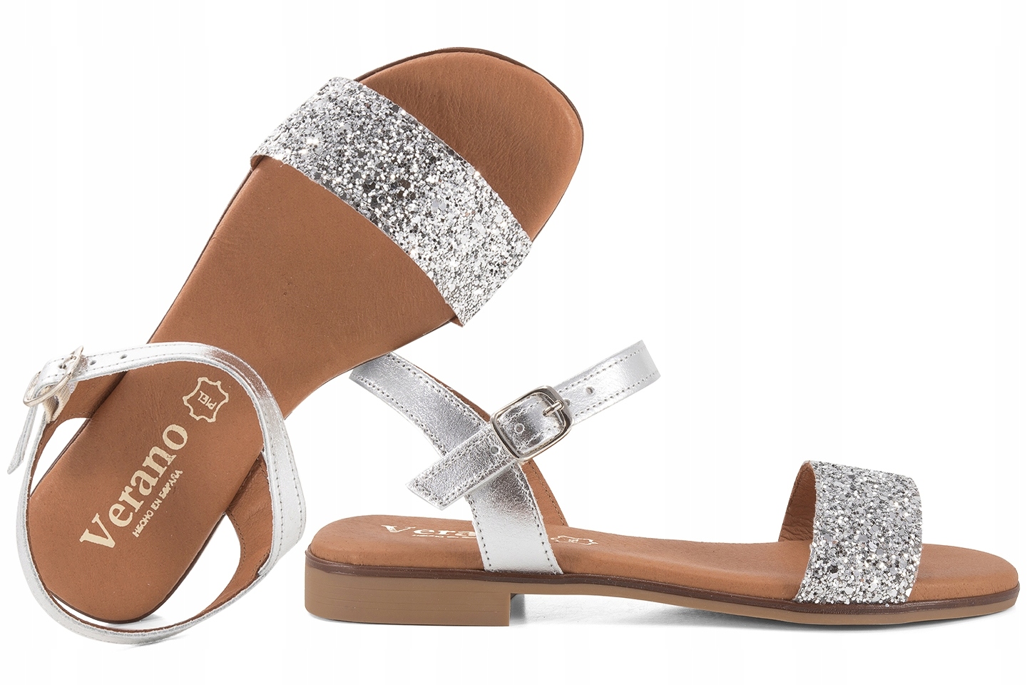 Verano 3090 Dámské Sandály Španělské Kůže Se Třpytkami stříbrné, stříbrná, velikost 39