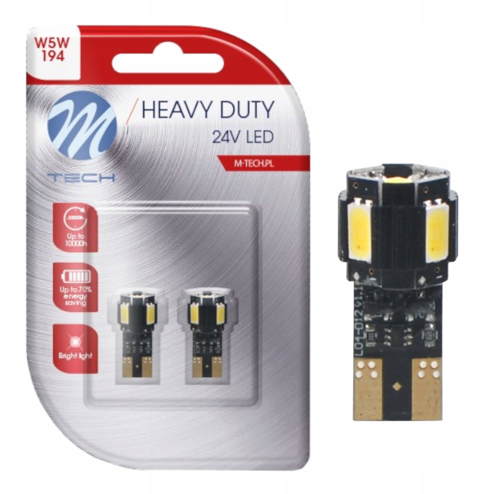 

Żarówka W5W T10 Led 24V Tir Canbus Biała 2SZT