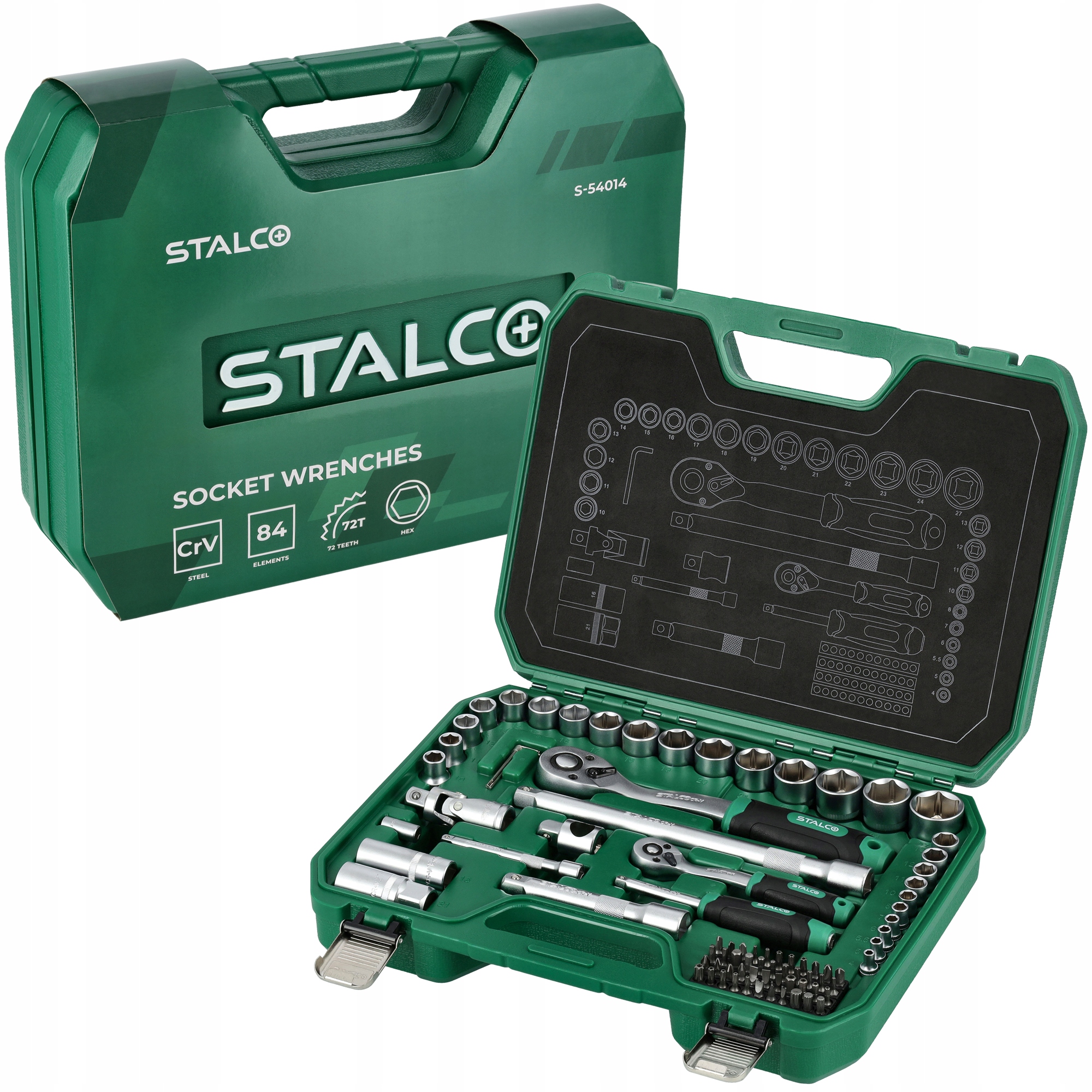 Sada Nástrčných Kľúčov 1/2" A 1/4" 84 Elementov Stalco