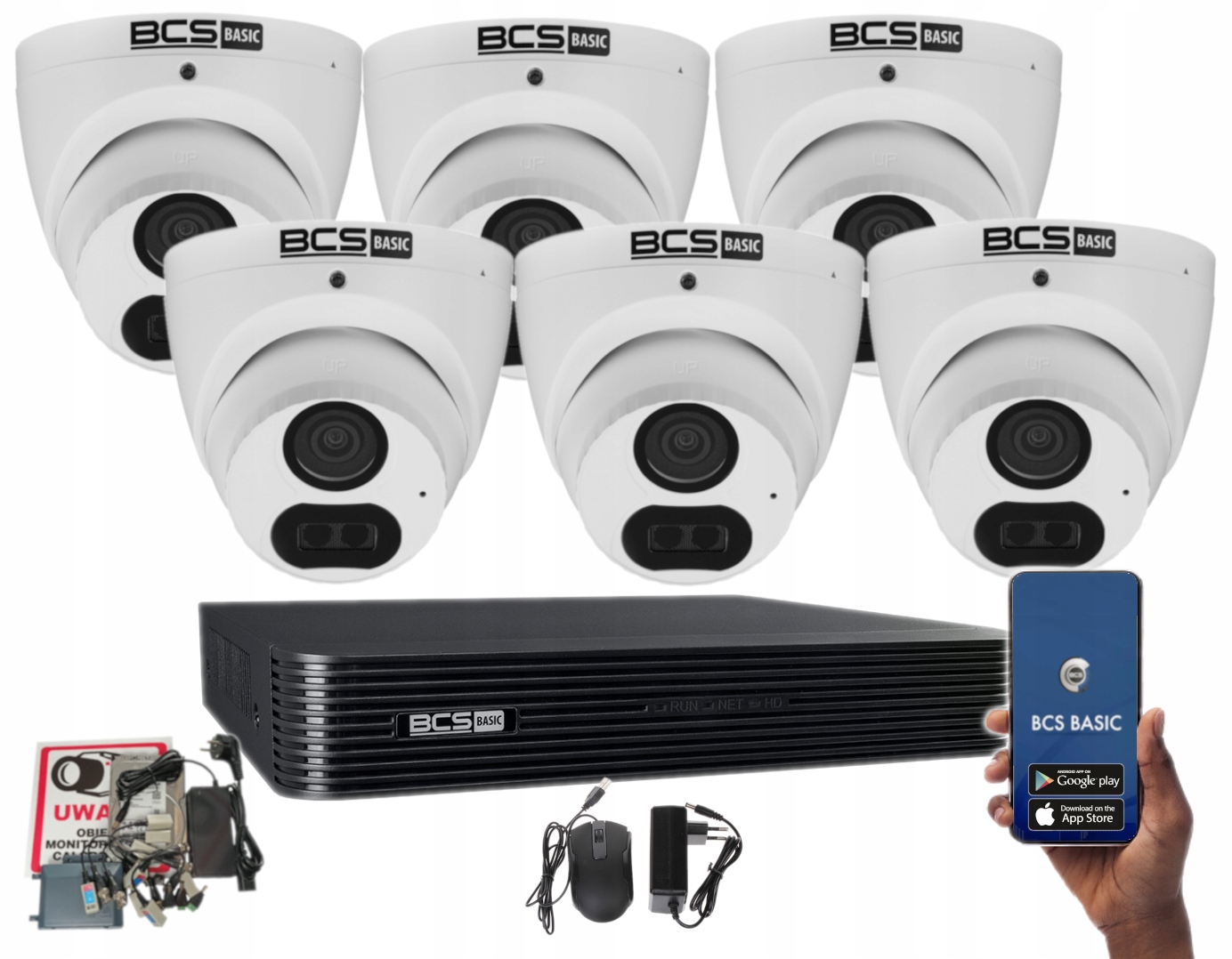 Zestaw Do Monitoringu Bcs 6 Kamer 5Mpx Aplikacja Zewnętrzne Kamery Zestaw