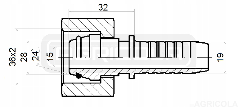 DKOL ZAKUCIE HYDRAULICZNE DN19 1-2SN M36x2 HYDROLIDER Producent części Hydrolider
