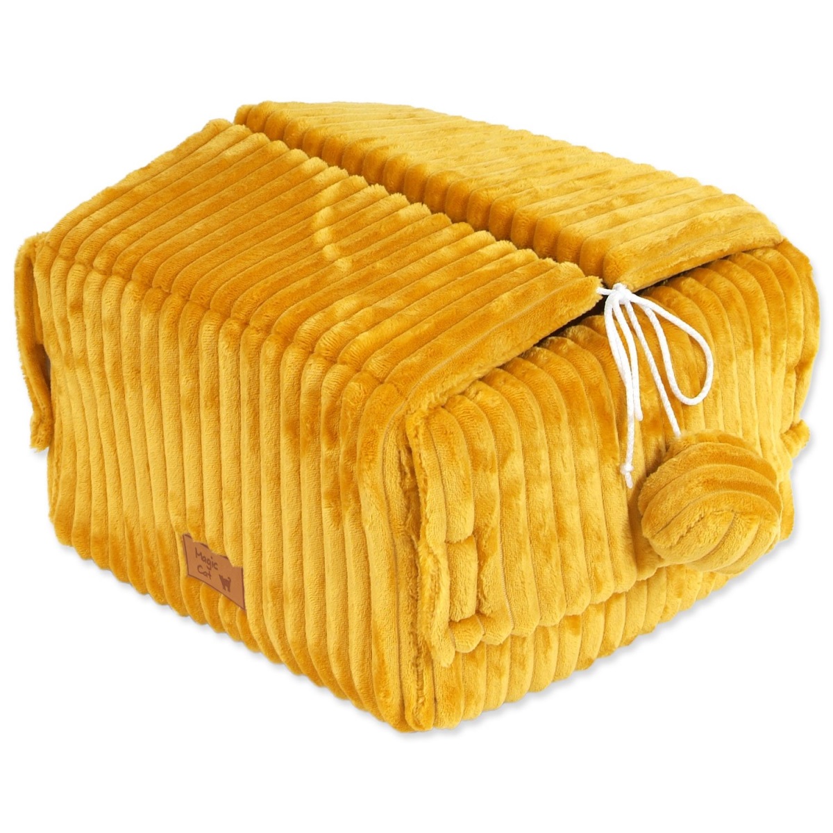 Levně Kukaň Magic Cat Stripe hořčicová 40x36cm