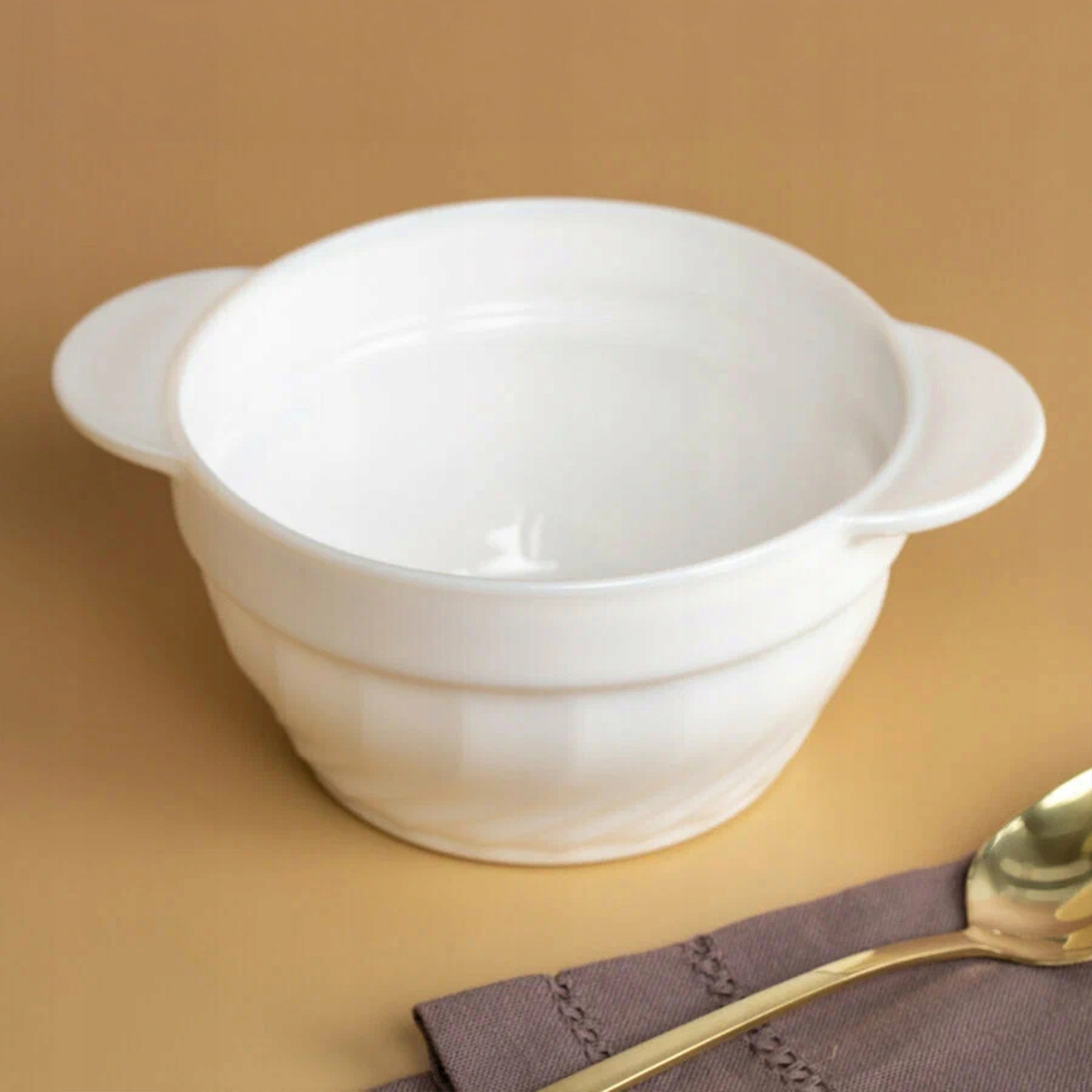 BULIONÓWKA AGNES 700 ML OPALOWA Z UCHWYTAMI MISKA OBIADOWA DO ZUPY KREMU