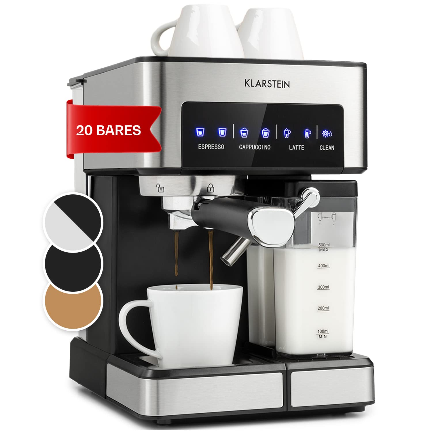 Kolbowy ekspres ciśnieniowy Klarstein Arabica Comfort 1350 W srebrny/szary