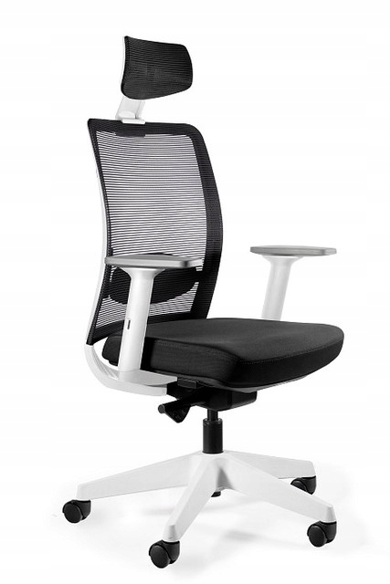 Biurowy fotel ergonomiczny Anggun biało/czarny dom regulacje