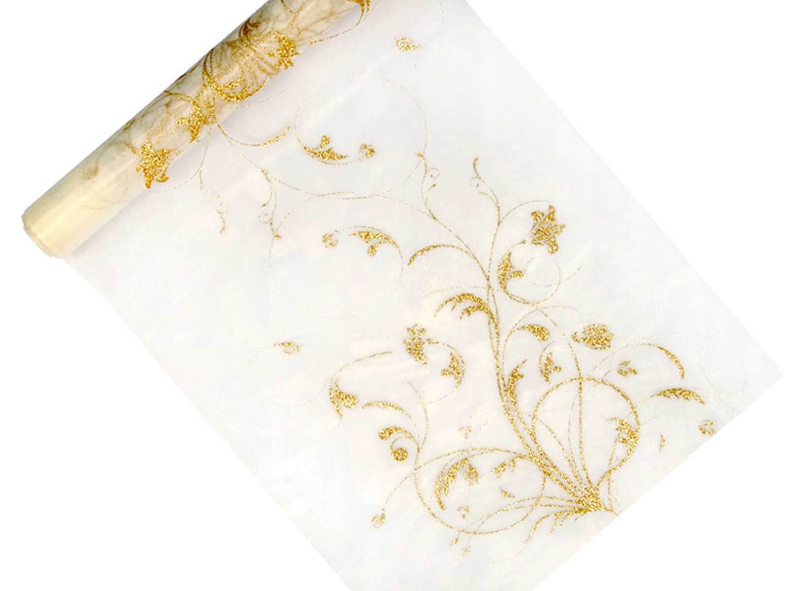 

Organza organtyna Złoty Nadruk 36 cm 9 m Wesele