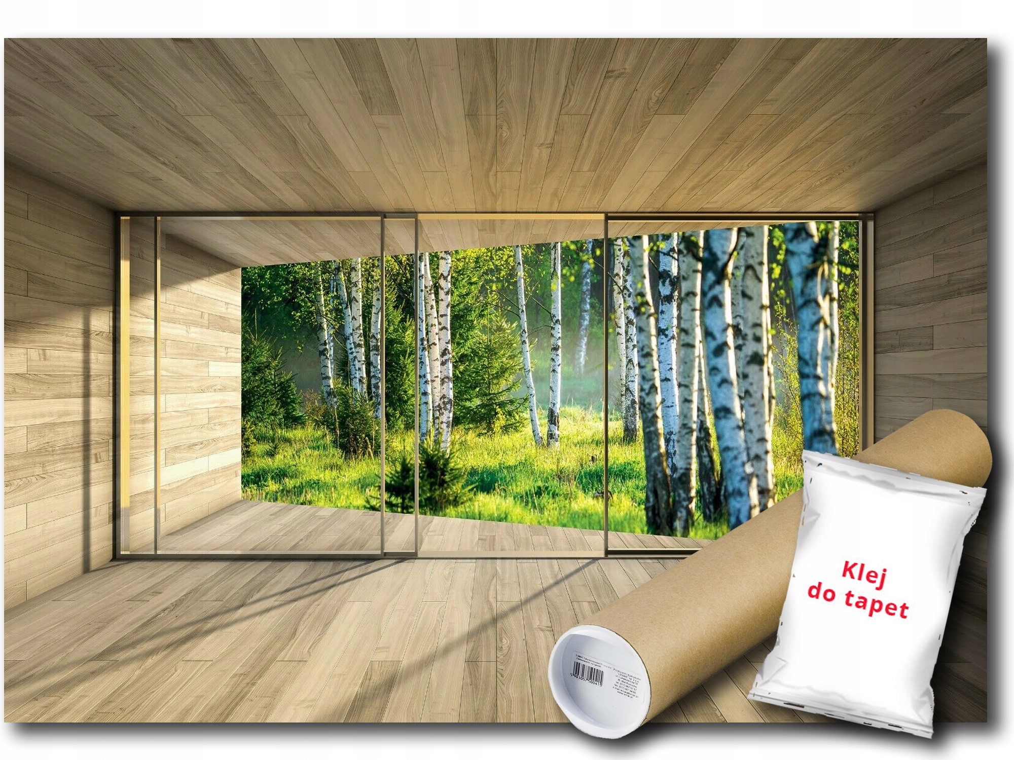 Vinylová Fototapeta Las Okno Terasa 3D 254x184