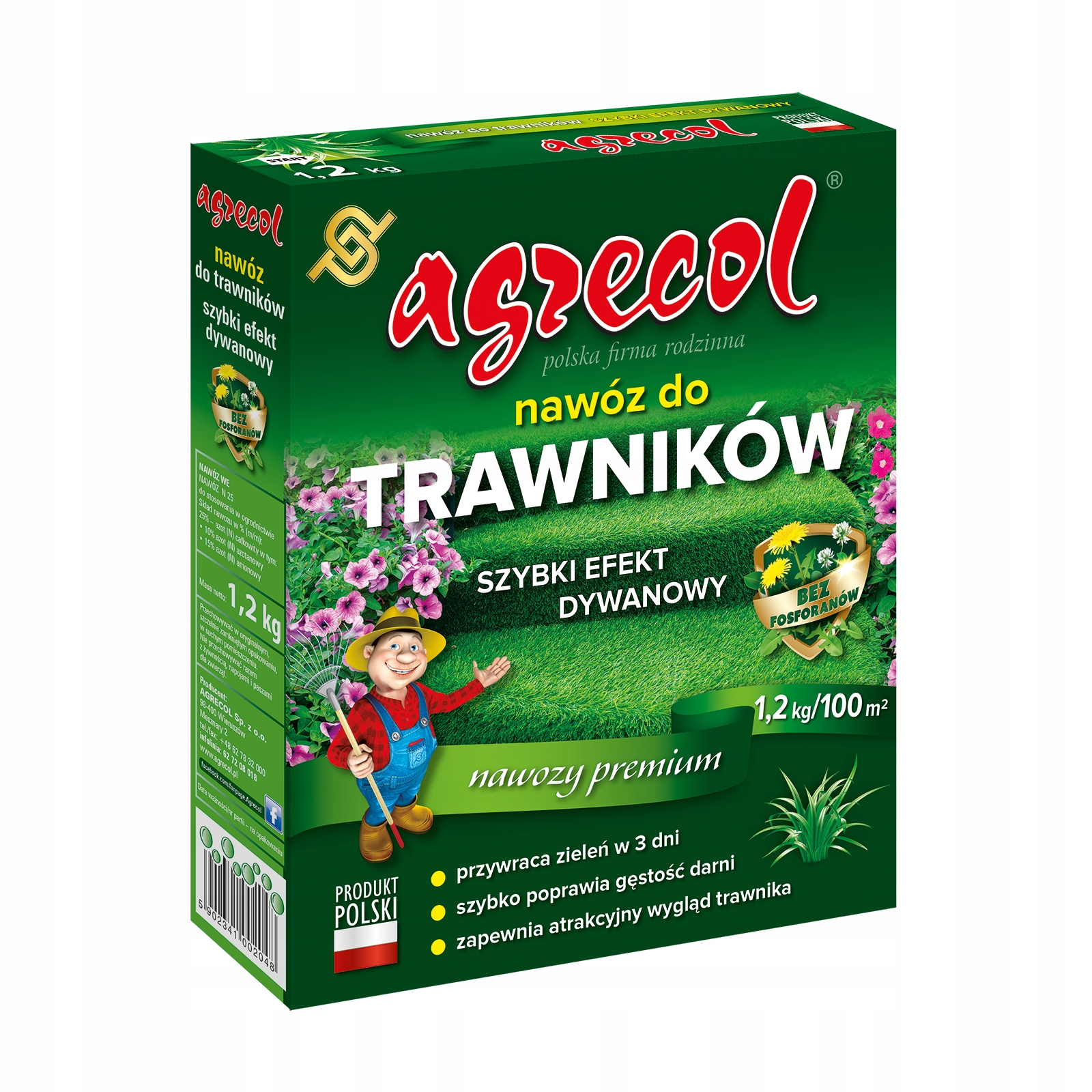 

Nawóz do trawników efekt dywanowy 1,2kg Agrecol