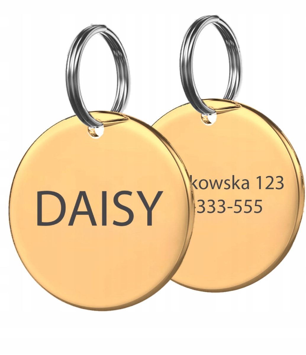 Adresówka Przywieszka Dla Psa Kota Identyfikator Z Grawerem Metalowa Złota