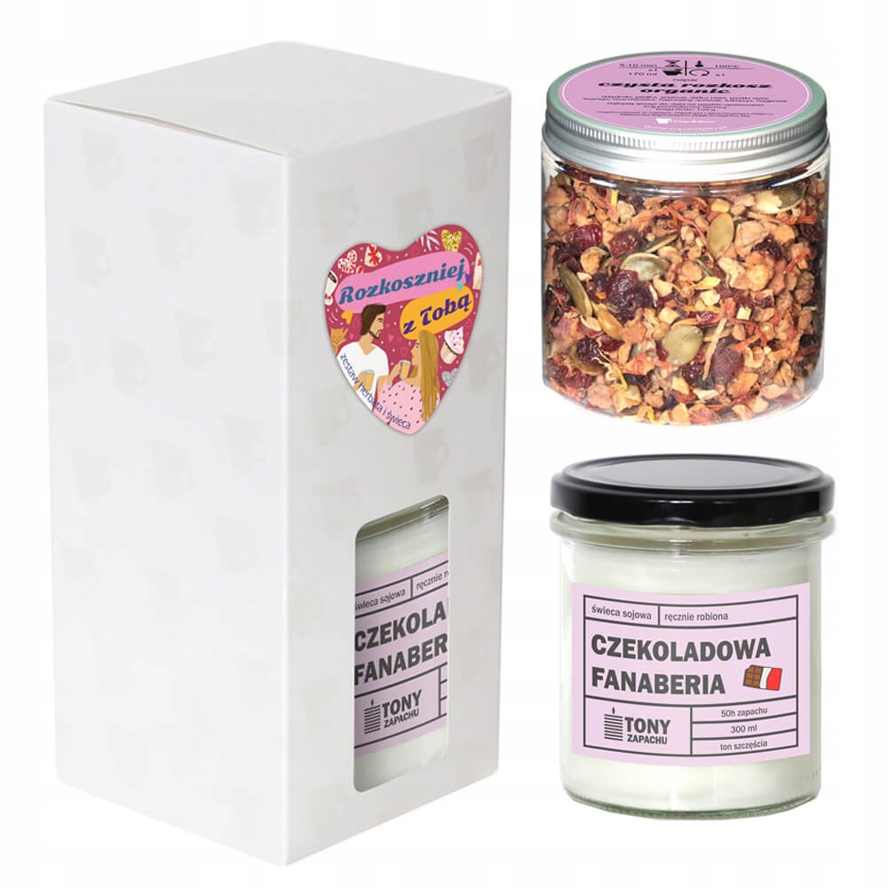 Levně Dárek Ke Dni Žen Hotová Sada Čaj Chuťová Prémiová Sójová Svíčka