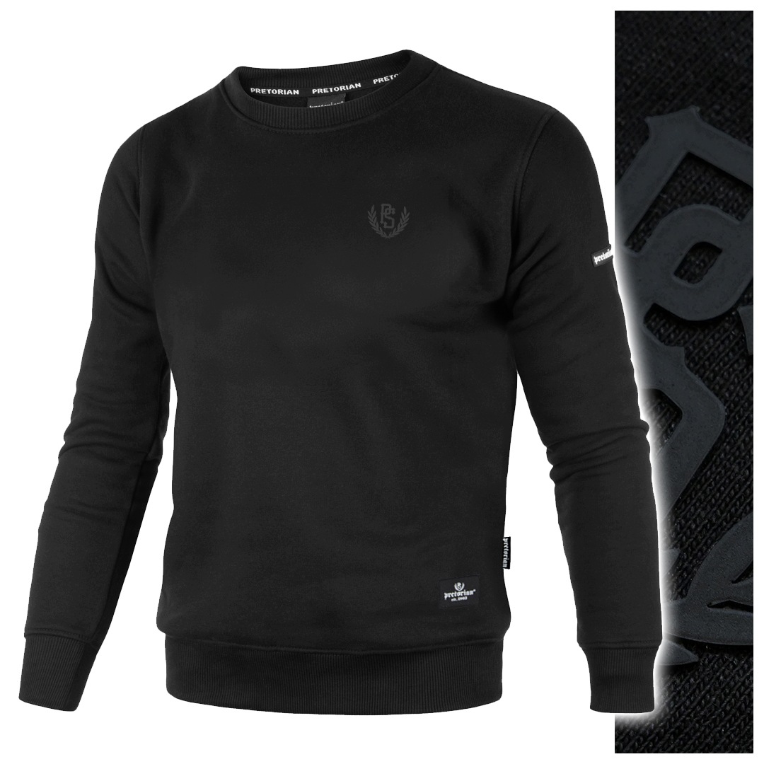 Pánská mikina klasická crewneck Pretorian „ps 3D black“ černá vel. 4XL
