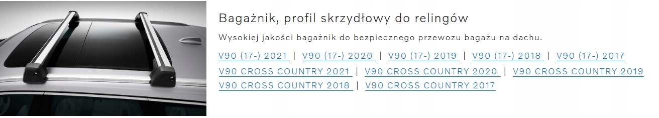 BAGAŻNIK DACHOWY POPRZECZKI ORYGINAŁ VOLVO V90NEW Model 32270142