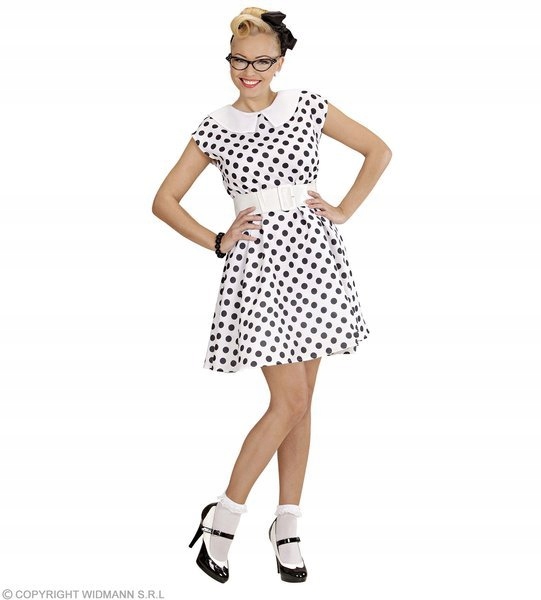 Kostým Šaty 50. Léta Bílá S Černými Puntíky M