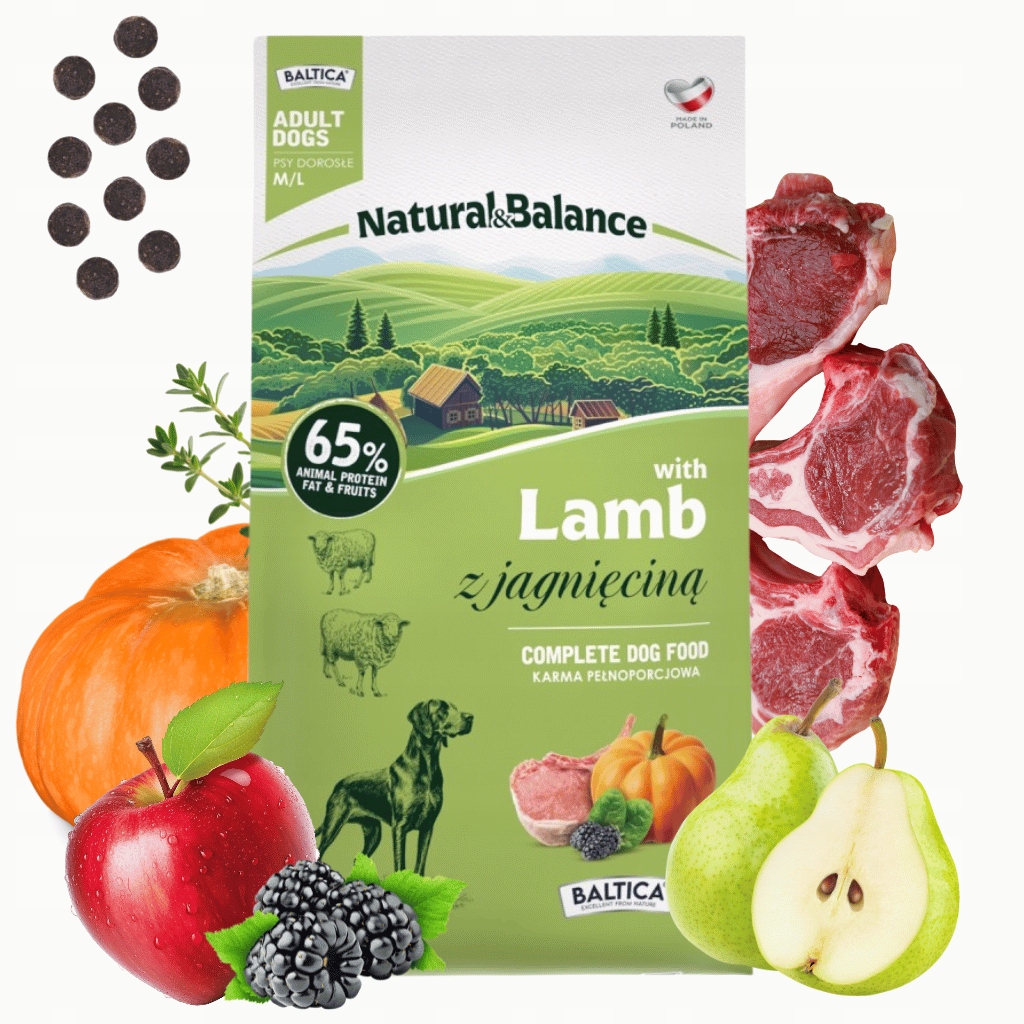 Baltica Natural&balance Jagnięcina M/L 9kg
