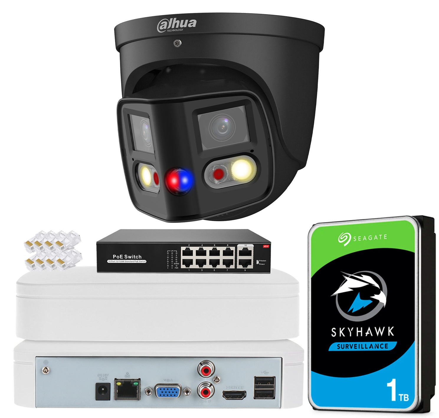 Sada Dahua Kamera 8Mpx IPC-PDW3849-A180-AS-PV černá Panoram TiOC WizSense