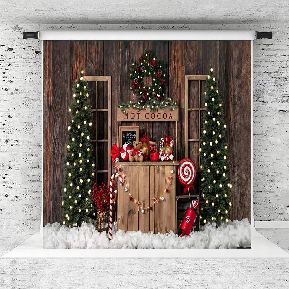 Fotografické pozadí Vánoce 3x3m stromečky kakao cukrová hůl studio