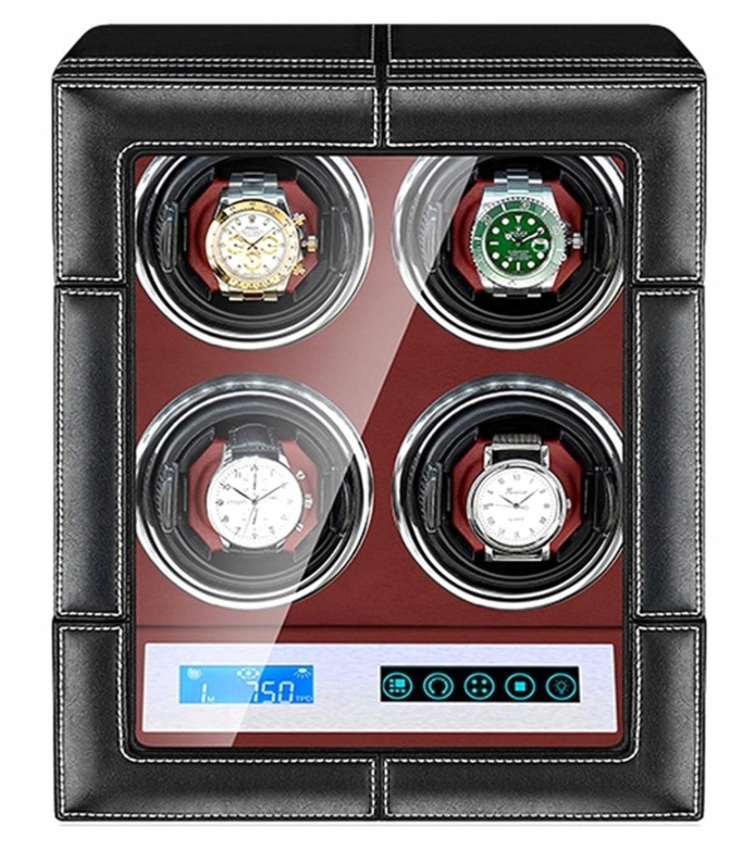 Rotomat pro 4 hodinky s dotykovým panelem – tichý motor, nastavitelné režimy otáčení