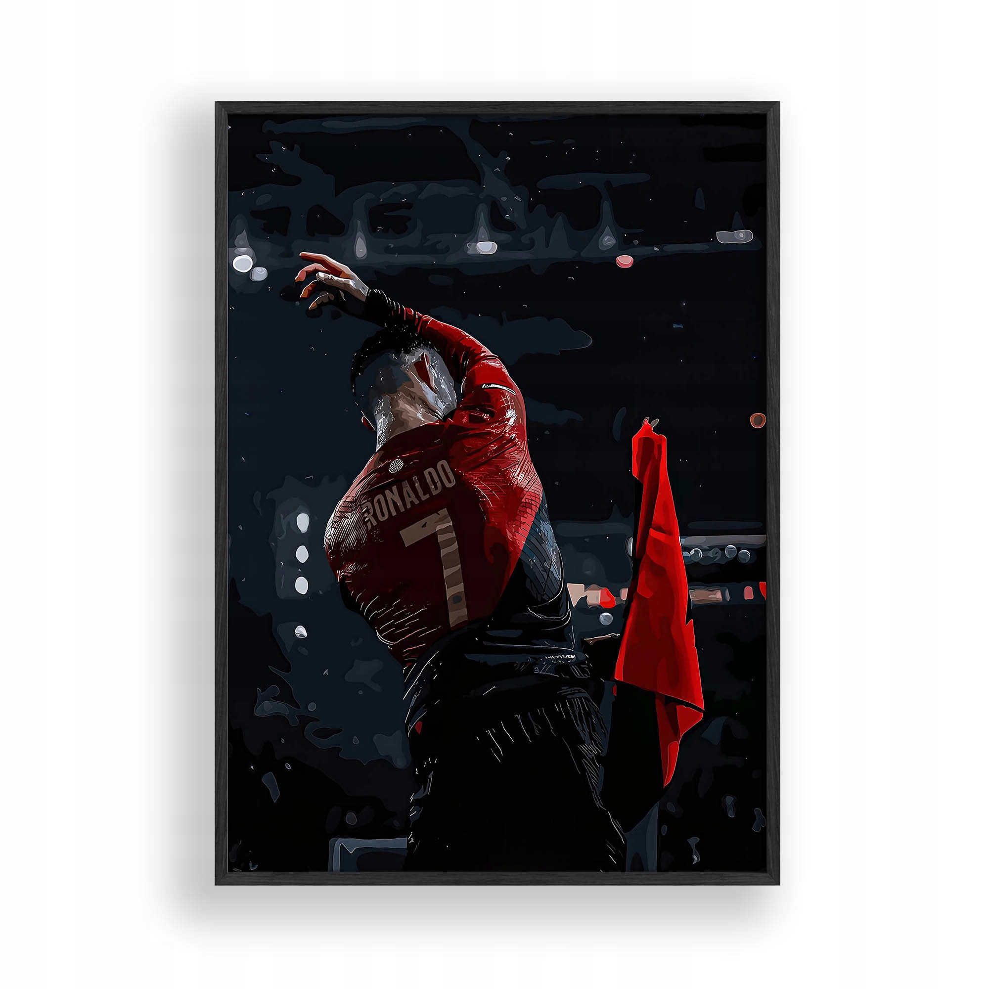 Obraz Cristiano Ronaldo Plakát Rámeček Dřevěný Černý 30x42 cm