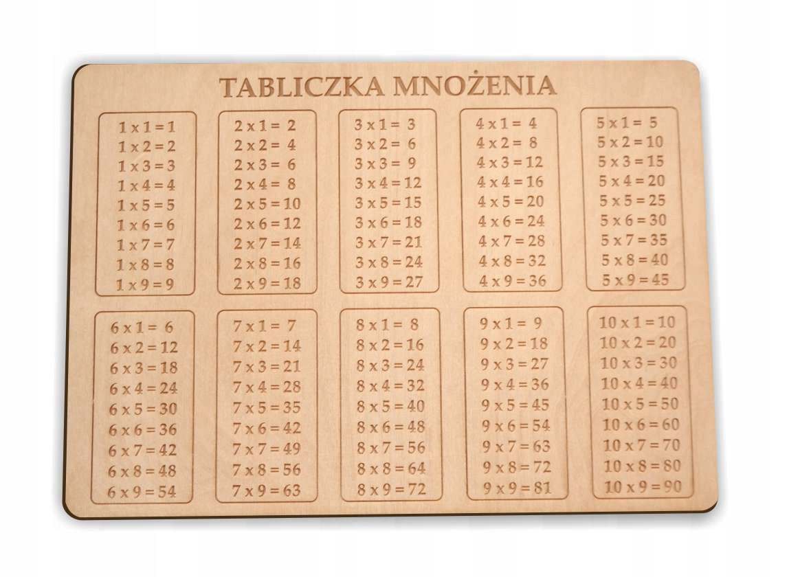 TABLICZKA MNOŻENIA MONTESSORI na prezent A4 grawer