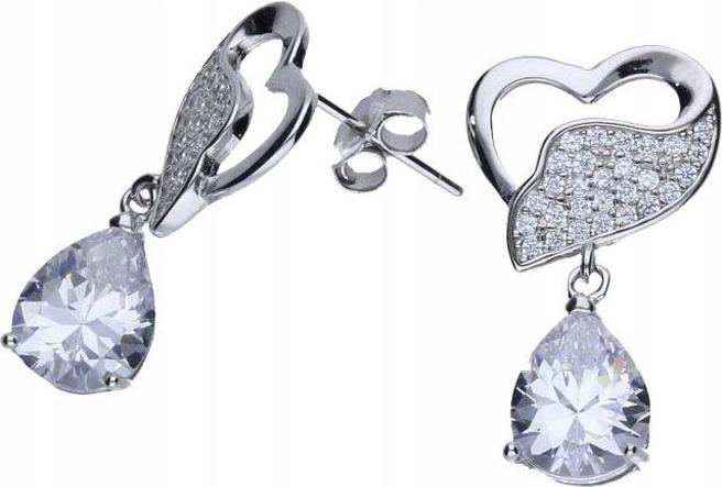 Stříbrné náušnice 925 srdíčko a slza se zirkony 4, módní pro ženu