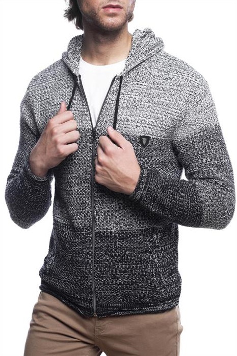 SWETER MĘSKI Z KAPTUREM NA ZAMEK OMBRE - L Marka Carisma