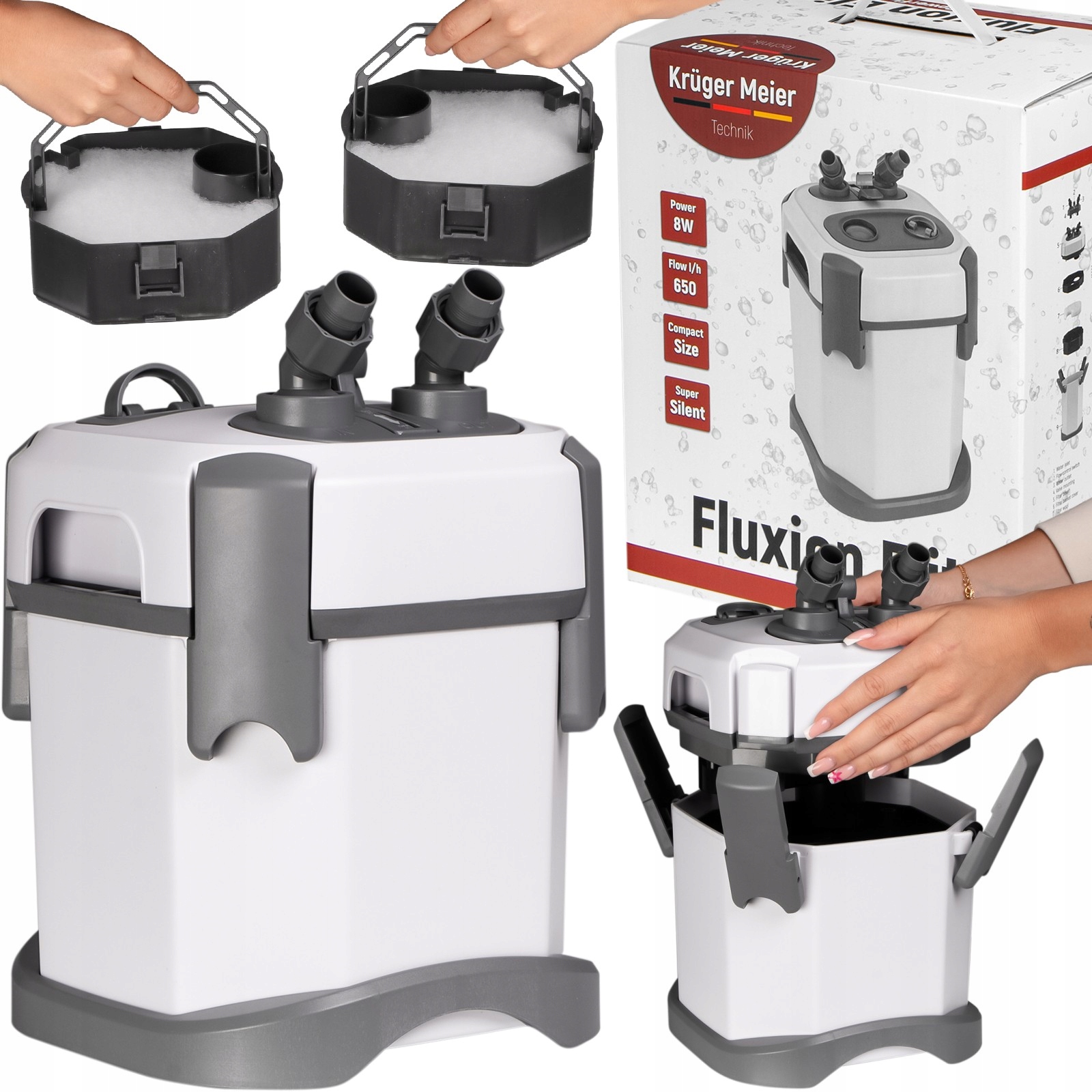 Filtr Zewnętrzny Fluxion Elite 800 Pro Do 120L Kompaktowy Cicho Pracujący
