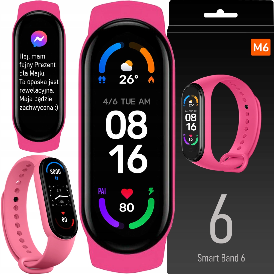 

Smartwatch Smartband Opaska Sportowa Zegarek M6