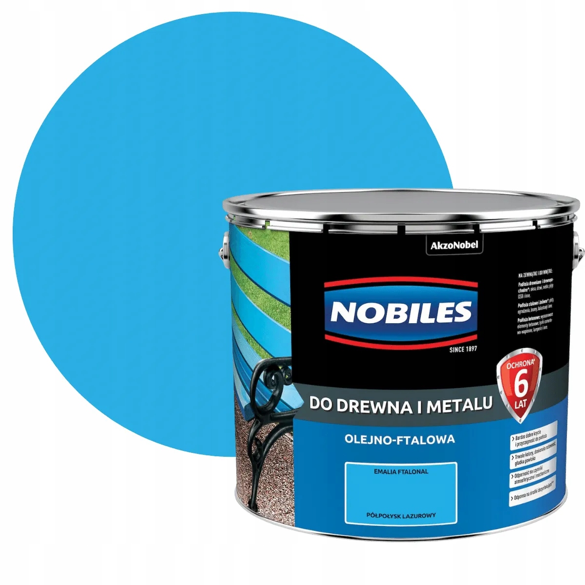 Nobiles Ftalonal Modrá 10L Olejová Farba Na Drevo A Kov