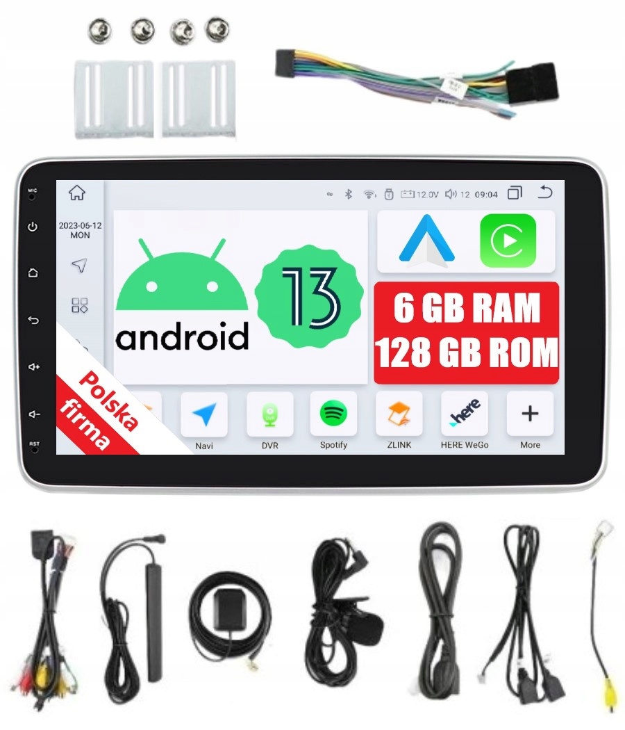 Navigace Rádio 1DIN Android 6/128 Gb Dsp Carplay Modem Lte Qled