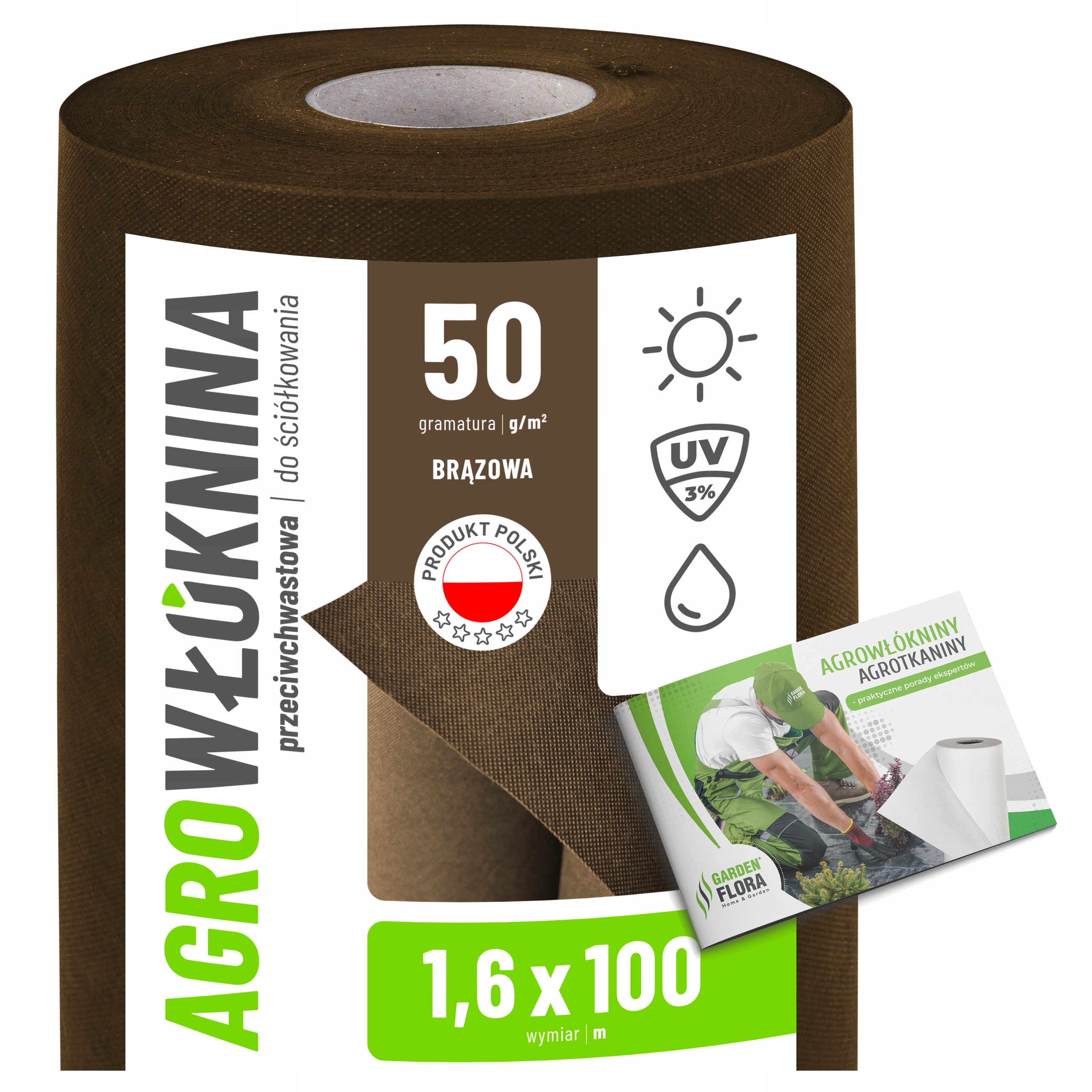 Agrowłóknina na Chwasty agrotkanina Antychwastowa mata 50g agro Uv 1,6x100m