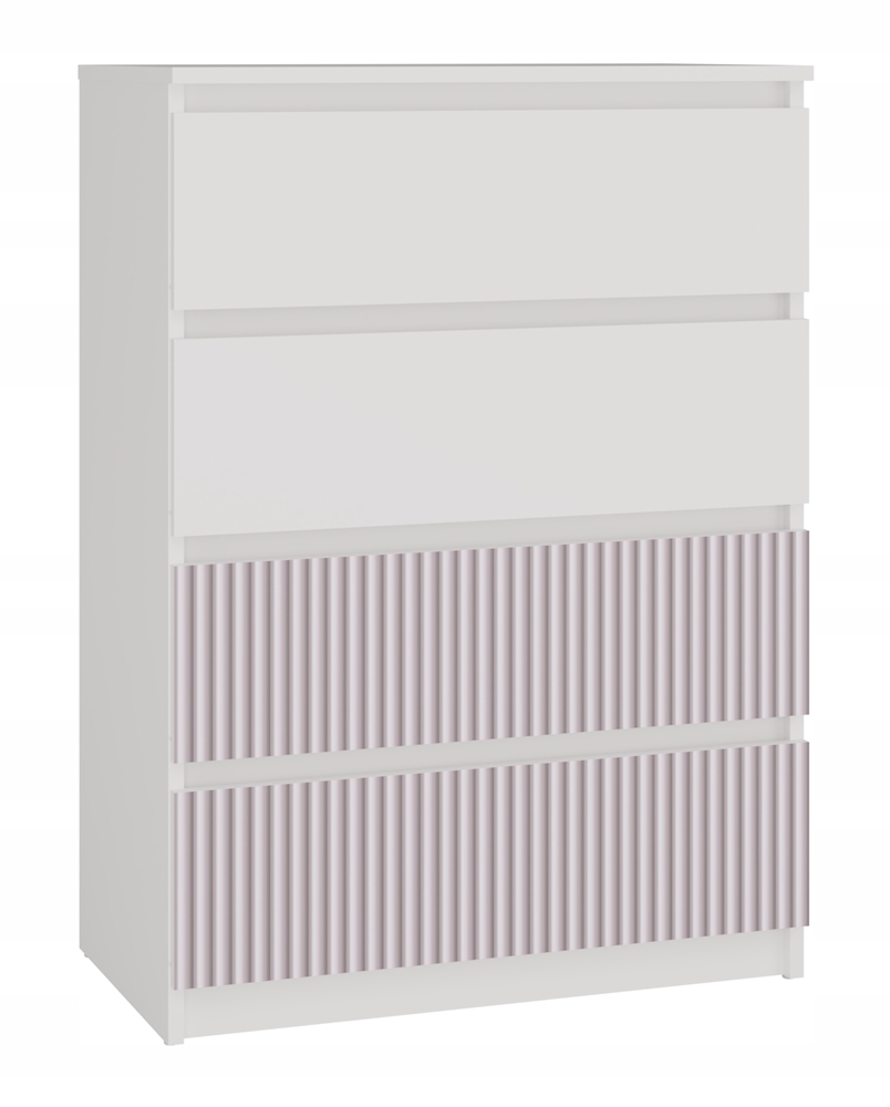 Komoda M4 Bílá Přední Strana Růžová Arteso Malá Skříňka 4 Zásuvky