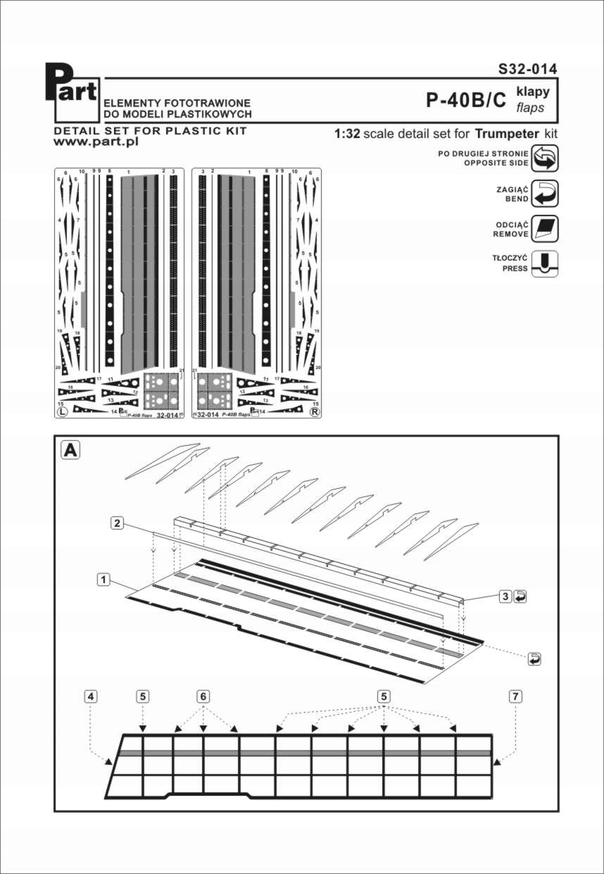 Part S32-014 1/32 P-40B Warhawk Klapky (Trumpeter)