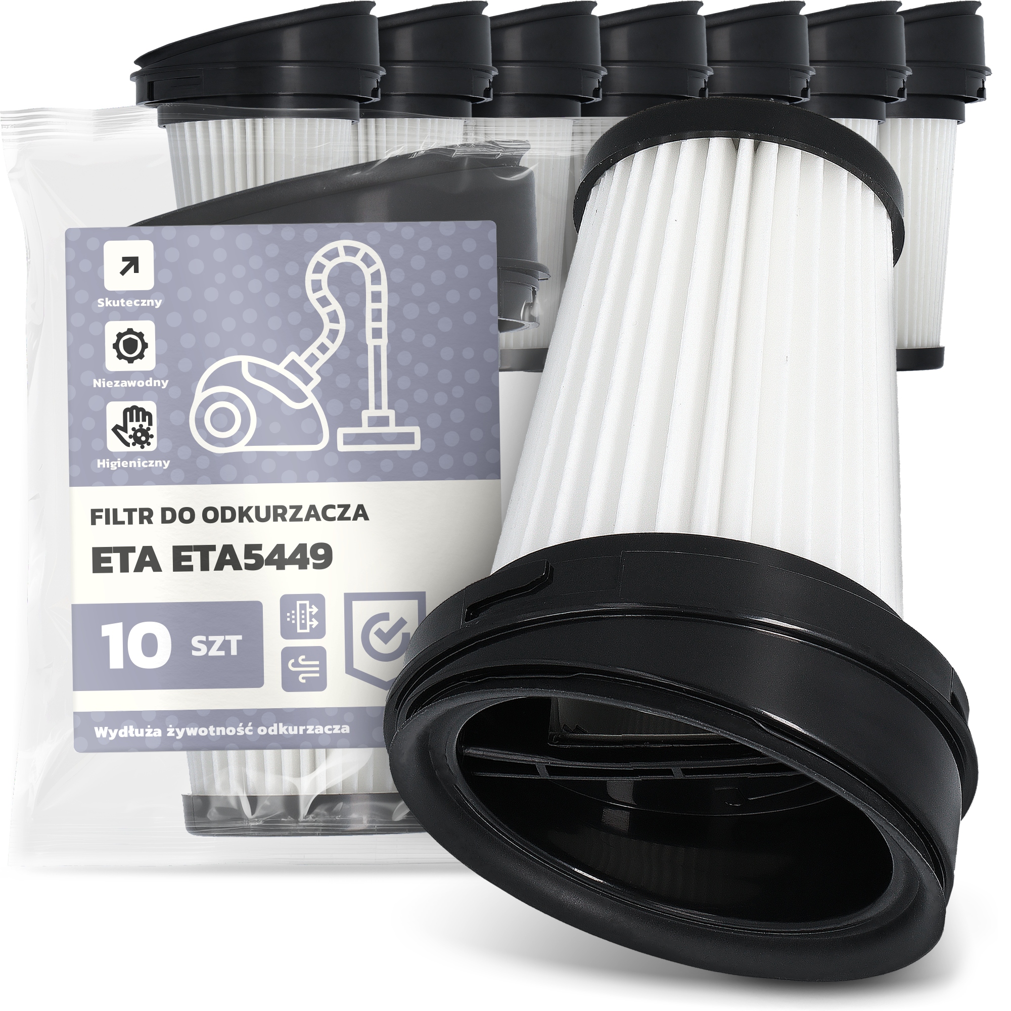 10 x Vzduchový Filtr pro vysavač Eta ETA5449 Hepa Účinný Em-w