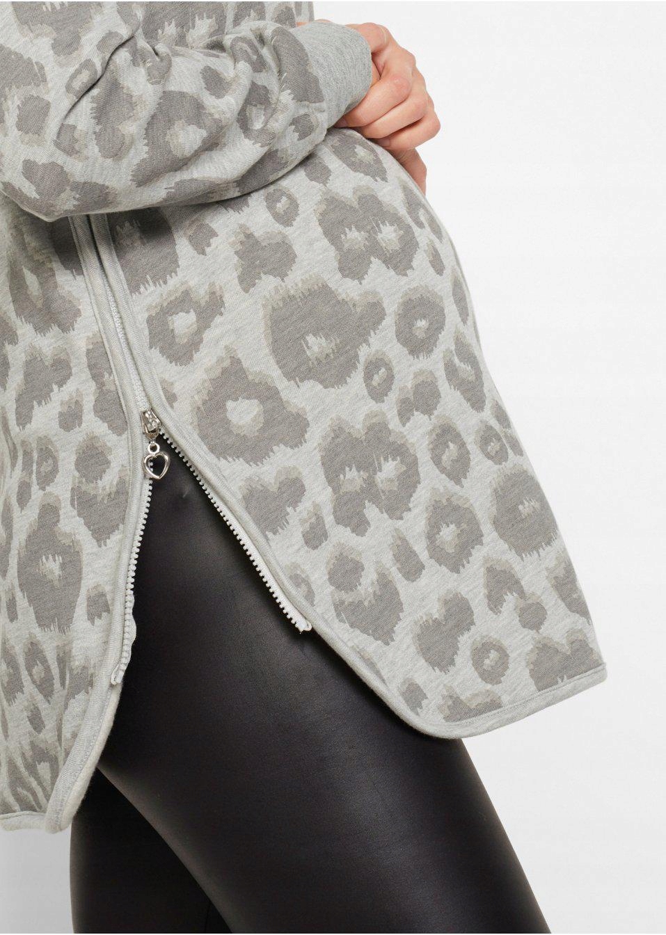 SZARA BLUZA W CĘTKI Bonprix S30 38 Dekolt okrągły