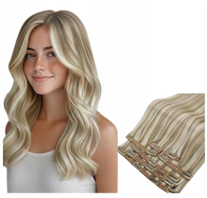 Runature naturalne włosy clip in #8/60 Blond 12" 50g