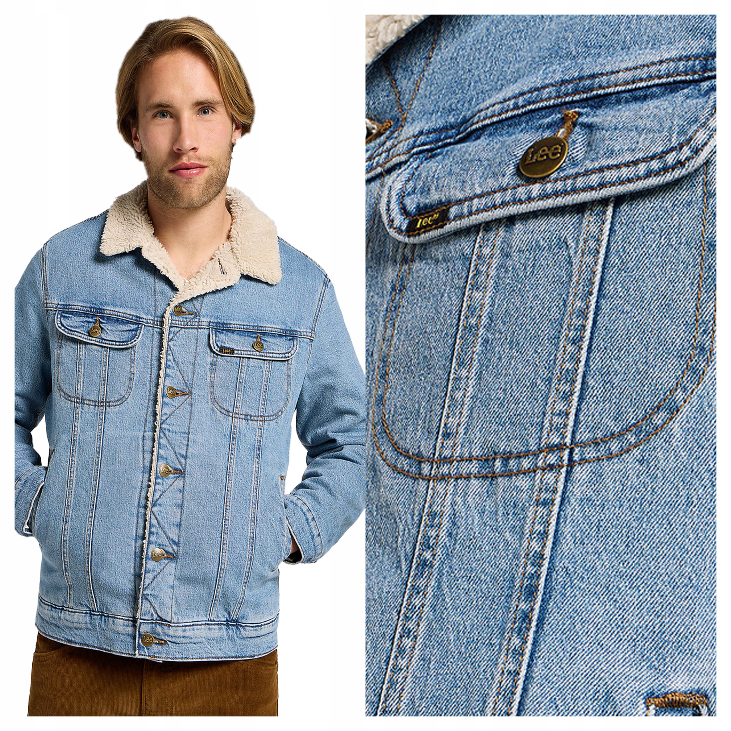 Pánská bunda Lee Sherpa Jacket Džínová Teplá Modrá M