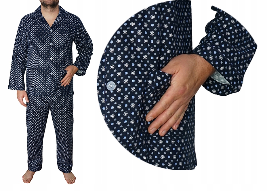 Pánské flanelové pyžamo s rozepínací bavlna a flanelem