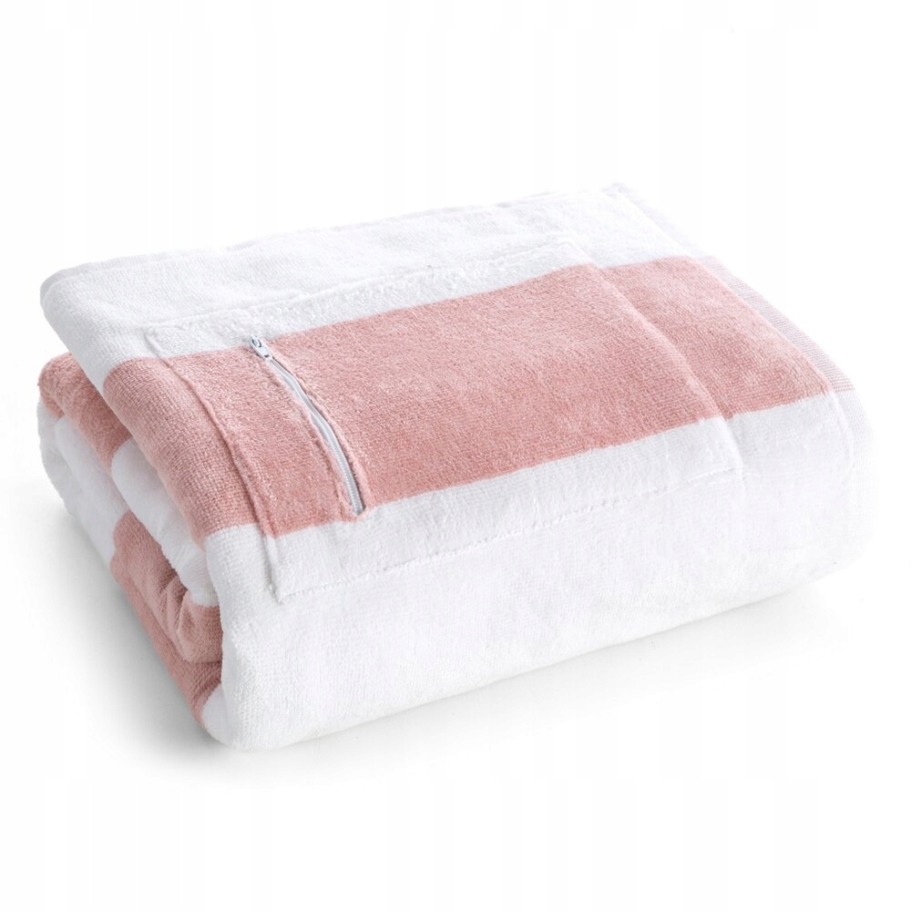 Plážová osuška 90X170 s bílo-růžovými pruhy Eurofirany