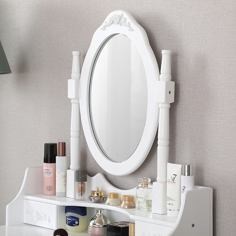 Toaletka z lustrem stolik kosmetyczny z taboretem 75x40x145cm biały Szerokość mebla 70 cm