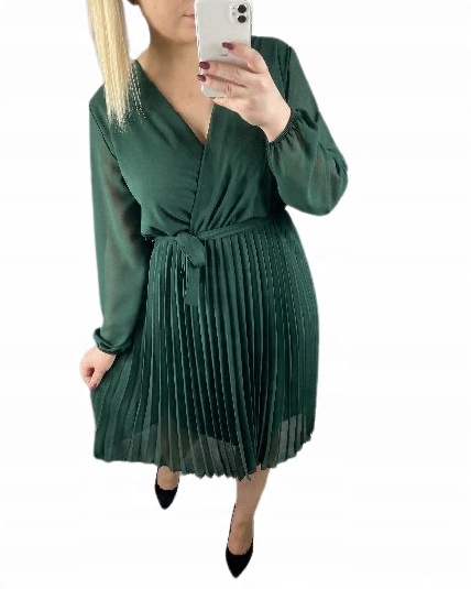 

Butelkowa sukienka Plus Size plisowana rozm__44/46