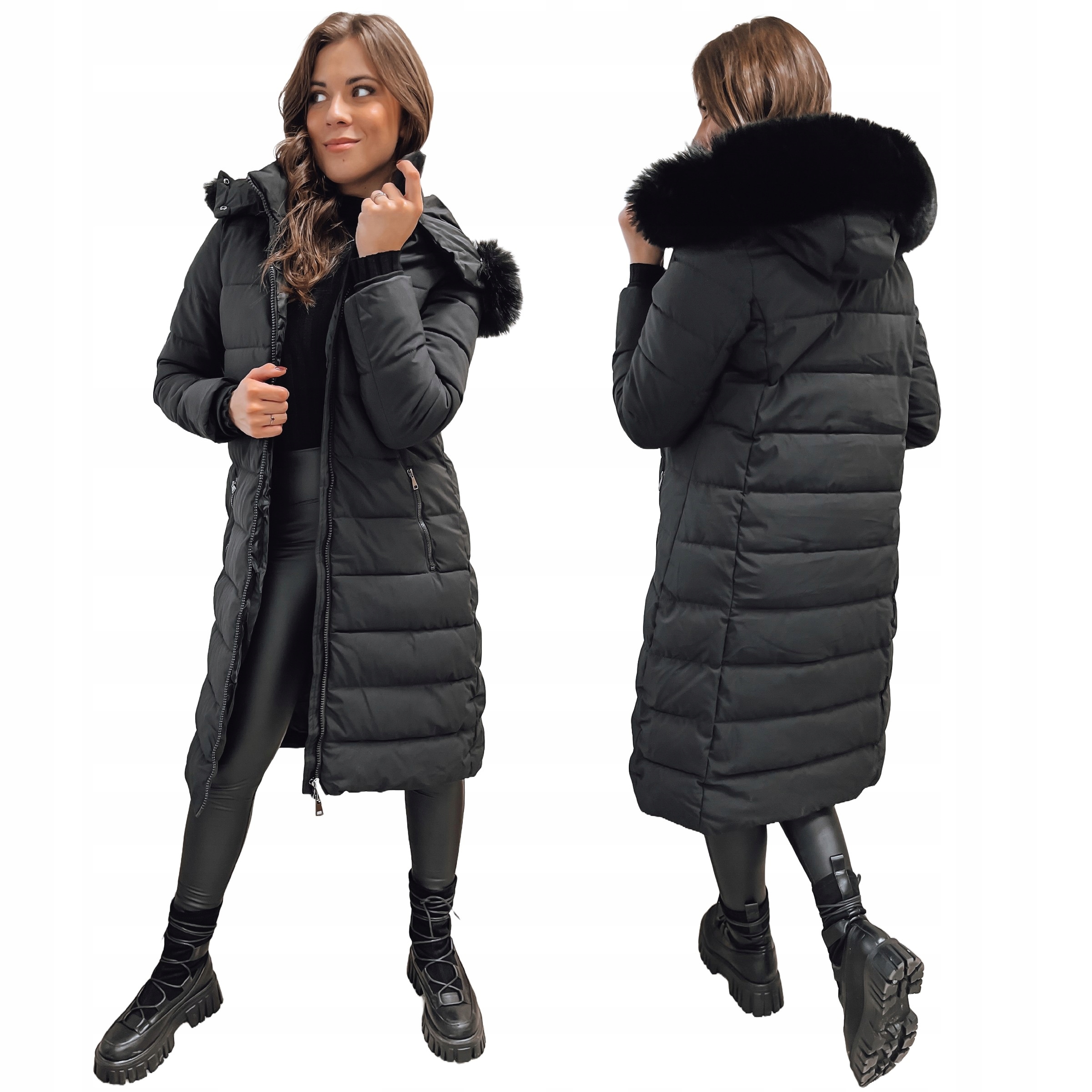 PIKOWANA DAMSKA KURTKA ZIMOWA Z KAPTUREM roz. L