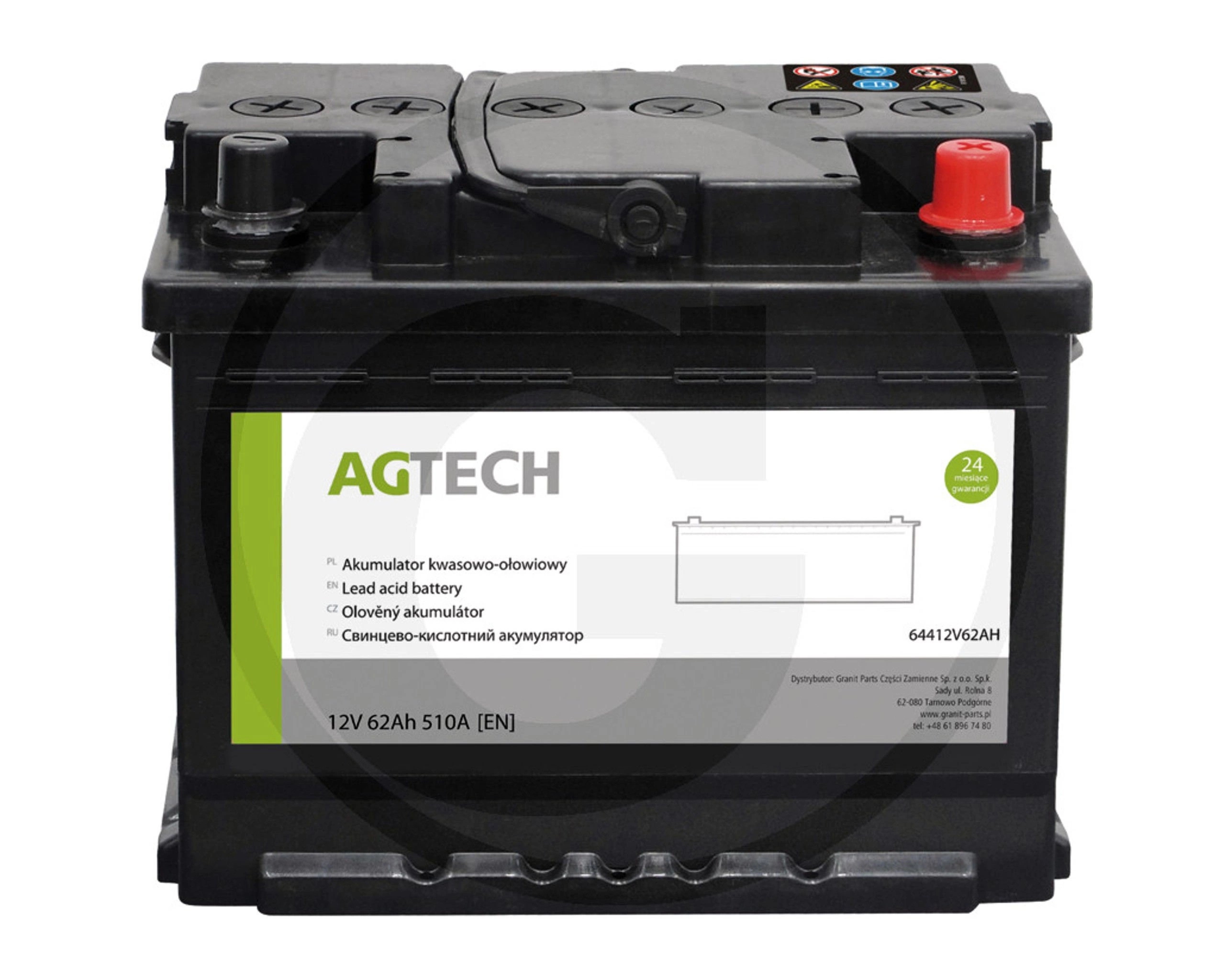 Akumulátor 12V 62Ah 510A 240x175x190 Ca/Ca Agtech