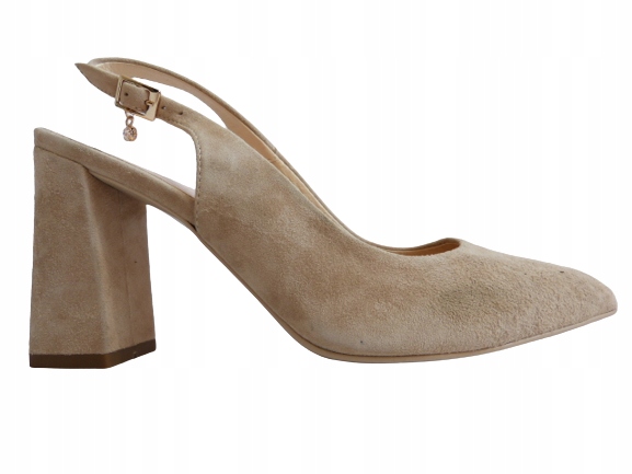 Béžové semišové lodičky s koženými patami Sala 37