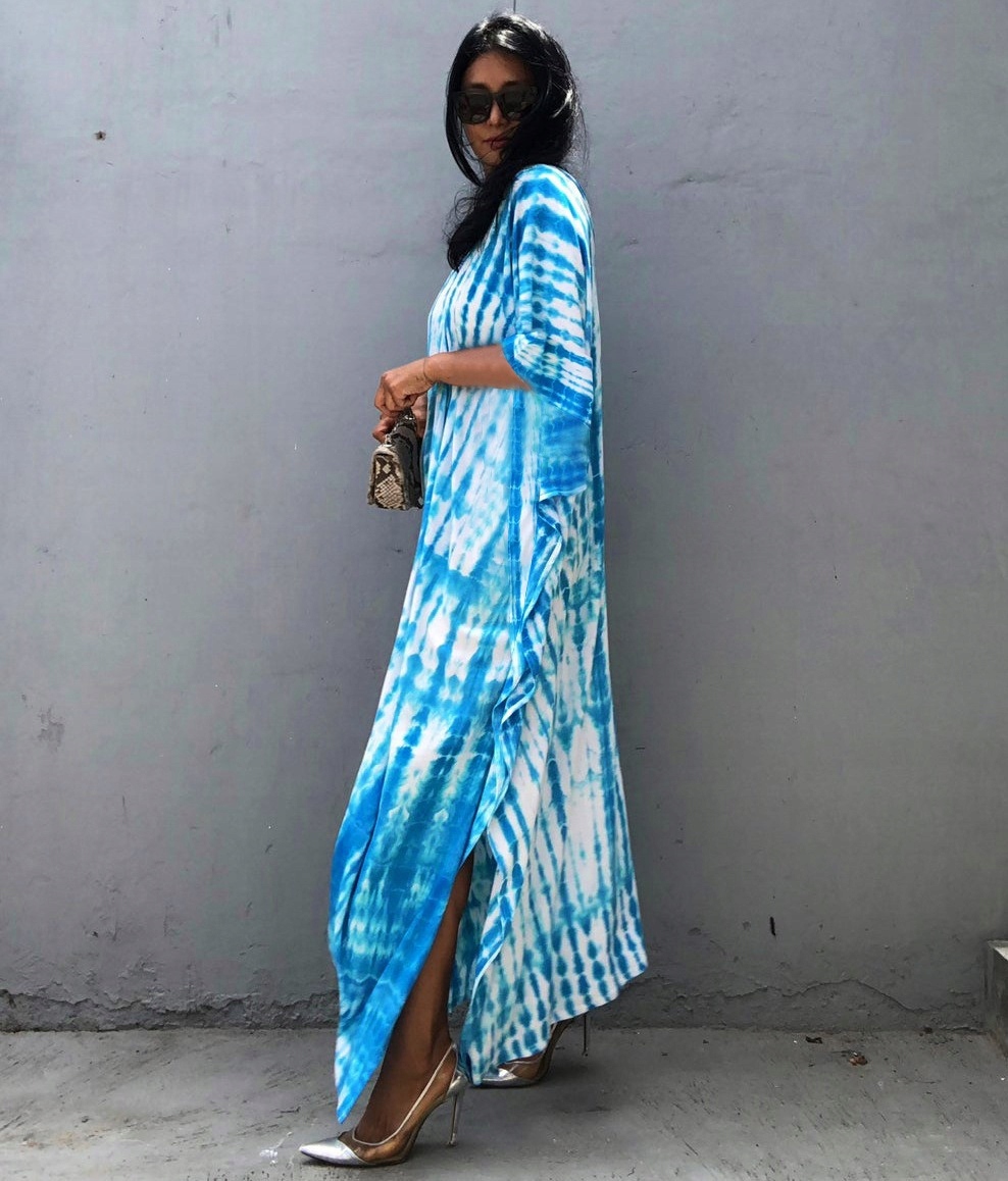 PAREO TUNIKA BOHO LETNIA SUKIENKA DŁUGA NARZUTKA Wzór dominujący mix wzorów