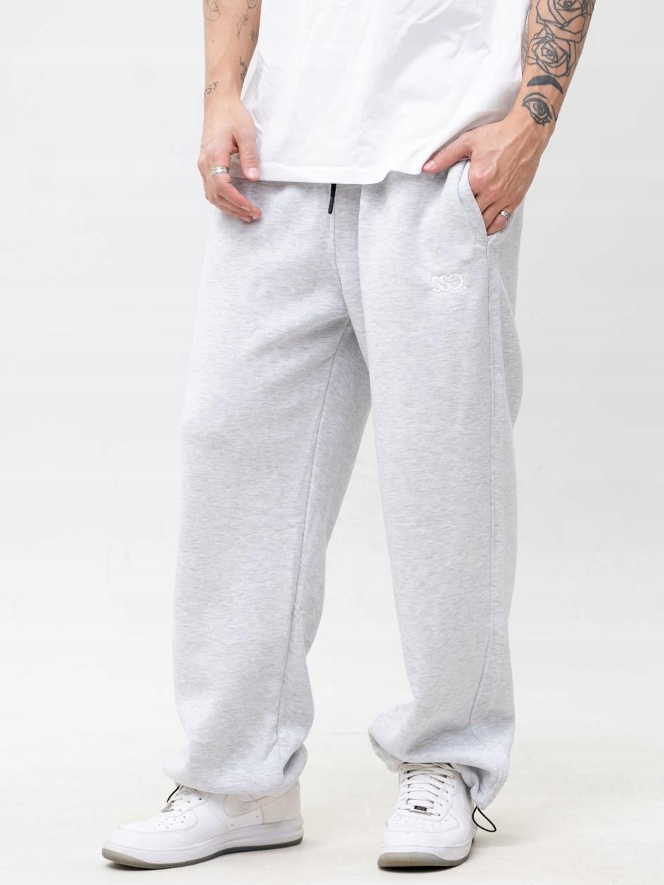 Široké Tepláky Baggy Pánské Šedé Ssg Bavlněné Malé Logo L