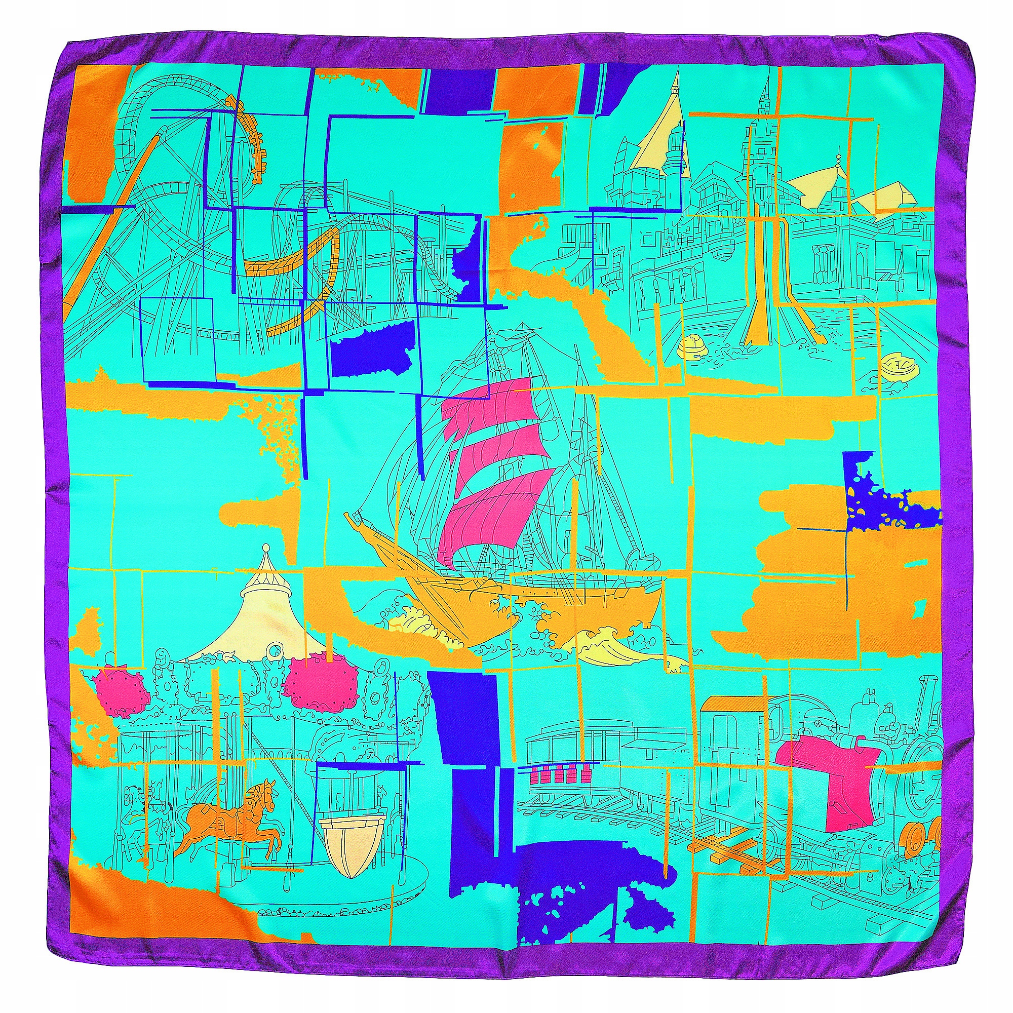

Apaszka Chusta Damska Turkusowa Wzorzysta 90x90 cm