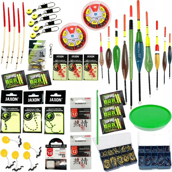 ZESTAW wędkarski NA SPŁAWIK 169szt JAXON pudełko Marka Atilo