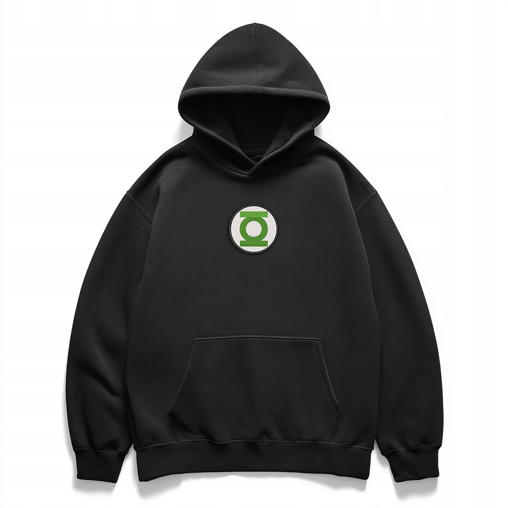 Černá oversize mikina s výšivkou Green Lantern streetwear unisex XL