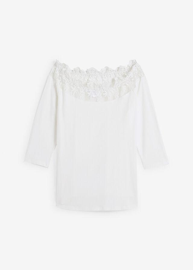 BLUZKA KORONKA ODKRYTE RAMIONA__48/50 Rękaw rękaw 3/4